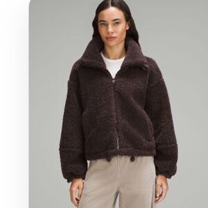 NWT Lululemon cinchable fleece zip up jacket color Espresso sz 8